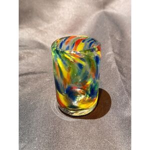 Hand Blown Multicolor Art Glass Shot Glass
